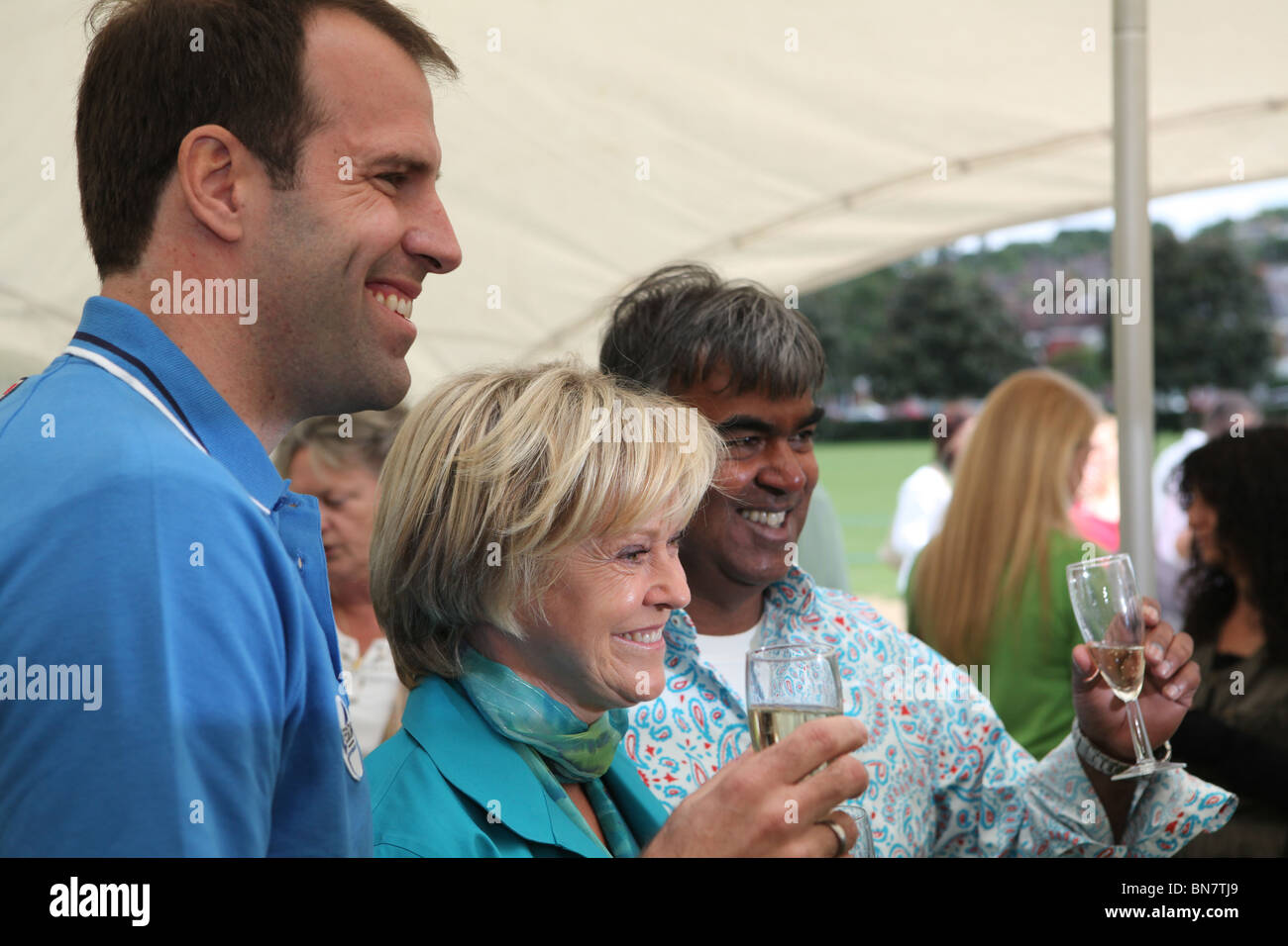 greg rusedski and sue barker tennis players and bbc t.v wimbledon presenter at an event opening new tennis courts in north londo Stock Photo