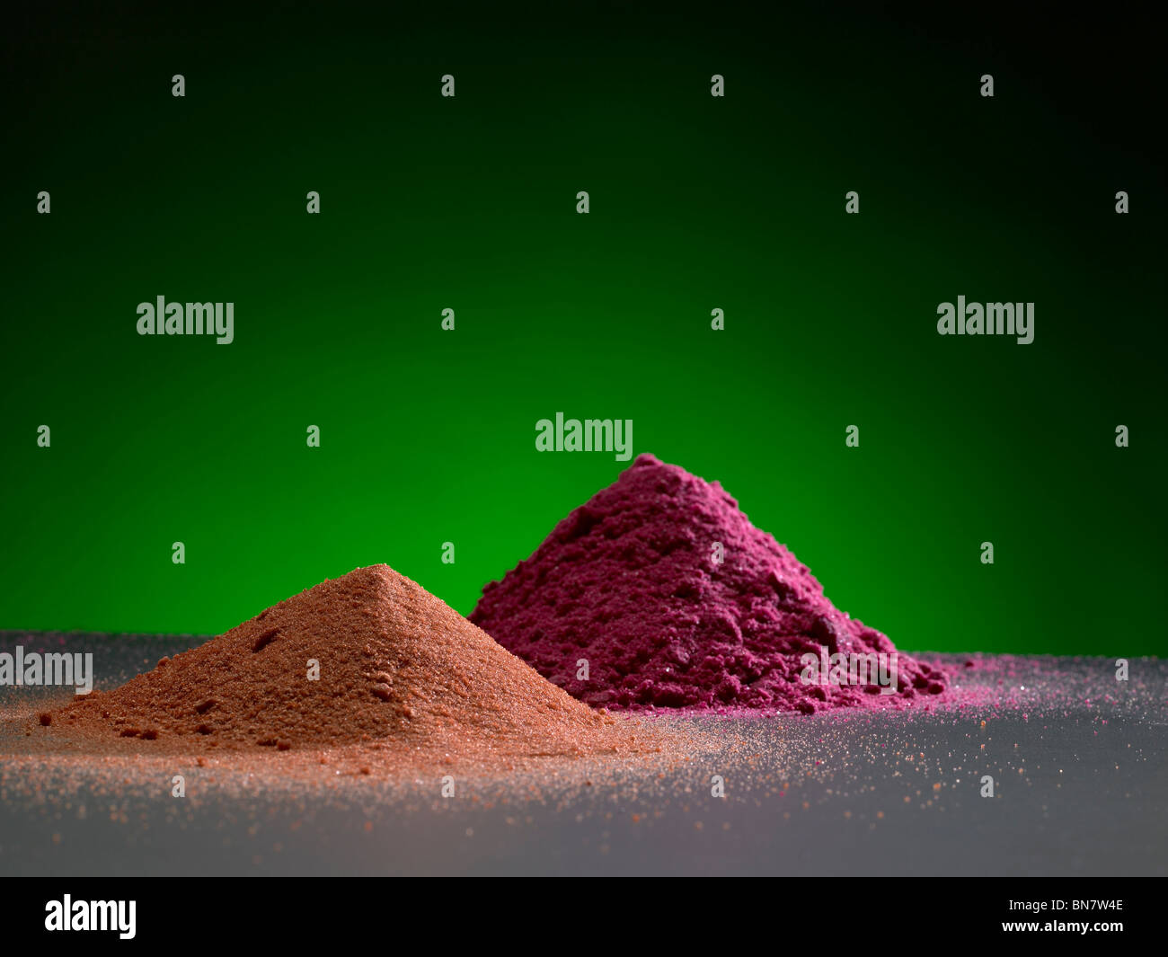 Piles Of Colorful Chemical Pigments Powders Stock Photo