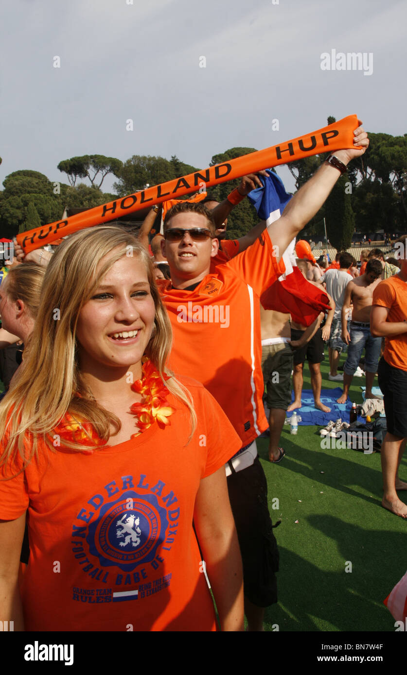 dutch supporters celebrating the victory over brazil at world cup fan