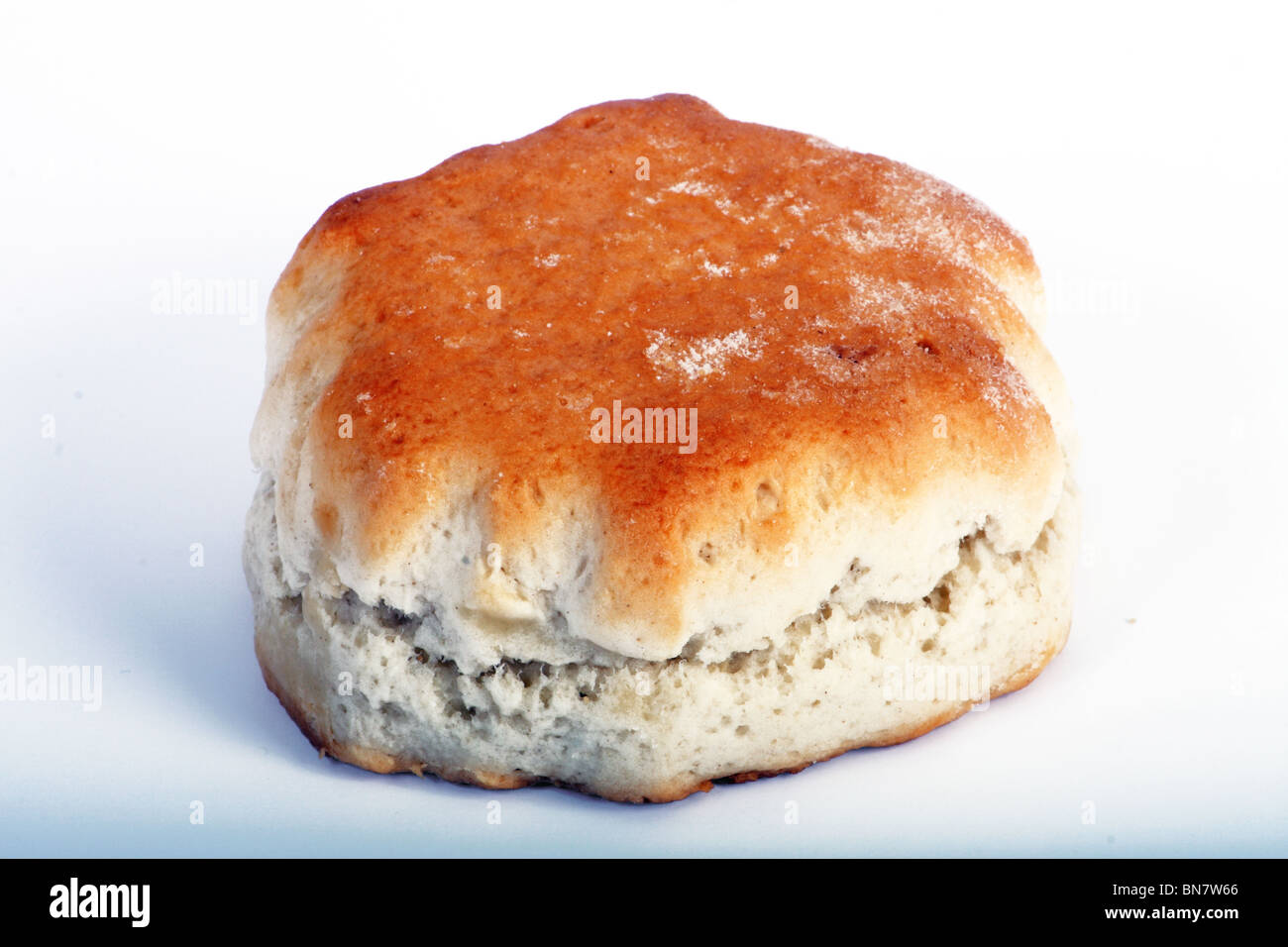 An English scone photographed on a white studio background. Stock Photo