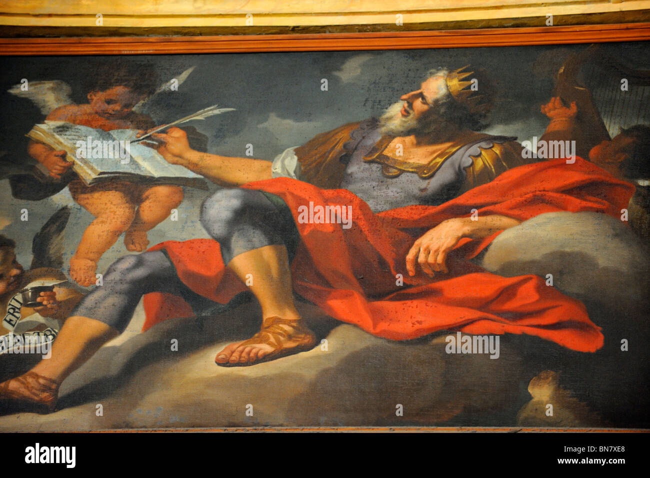 A painting in oils inside the Pantheon of Rome, Italy Stock Photo