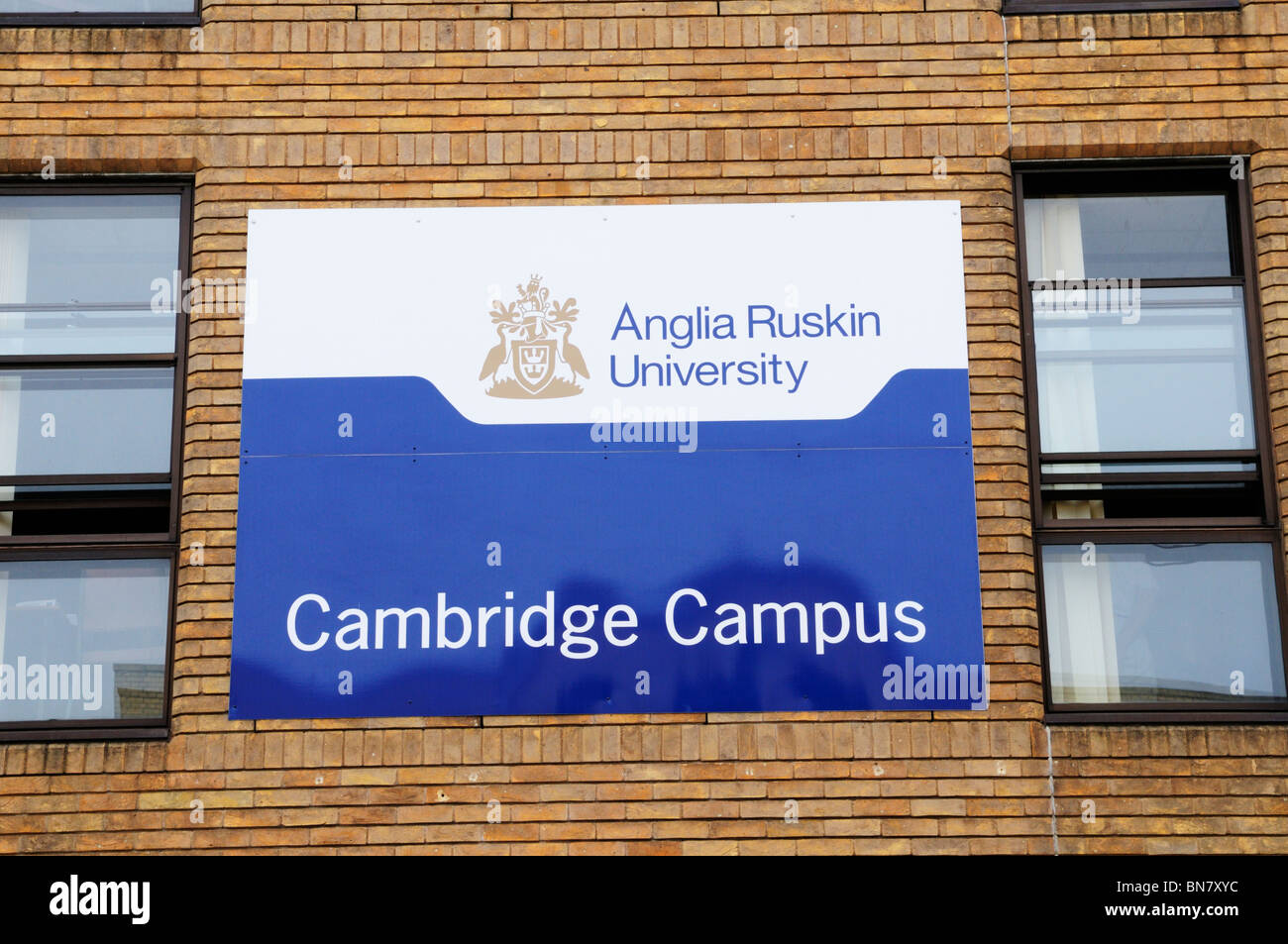 Anglia Ruskin University Cambridge Campus sign, East Road, Cambridge, England, UK Stock Photo