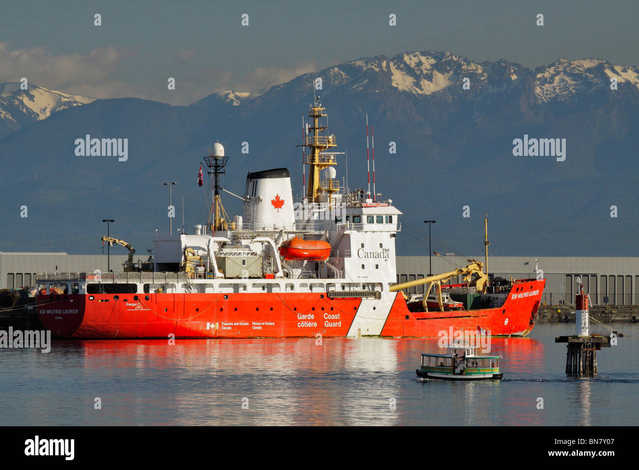 Canadian coast guard vessel in harbour-Victoria, British Columbia, Canada. Stock Photo