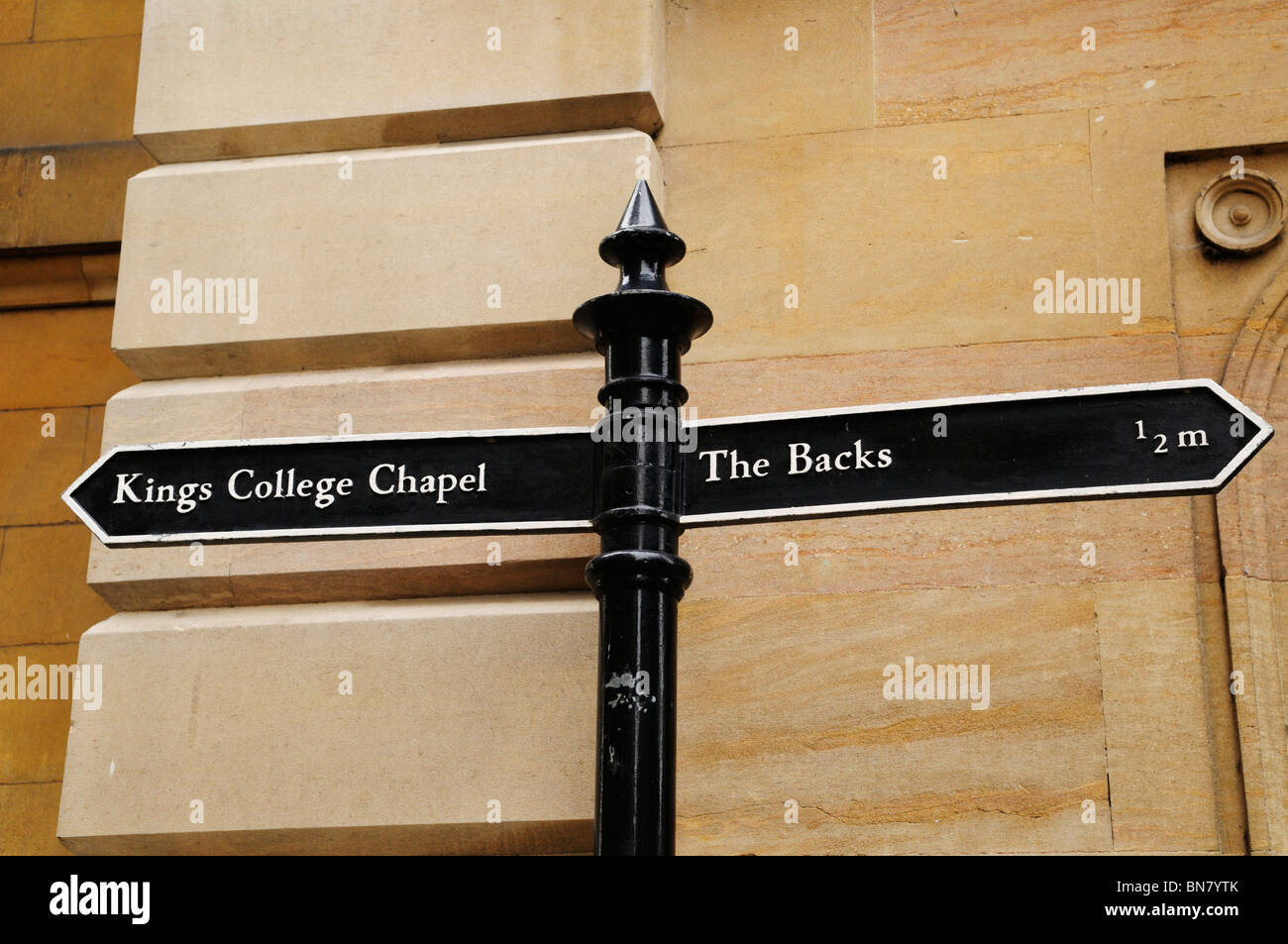 Signpost to tourist attractions, Cambridge, England, UK Stock Photo