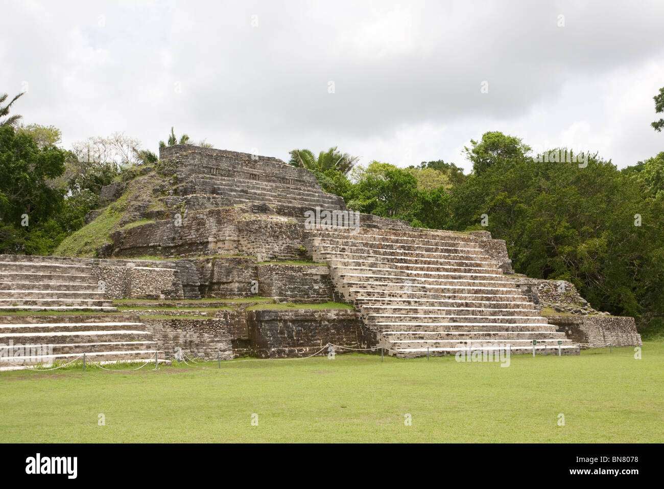 The Ruins of the ancient Mayan city of Altun Ha in Belize. Stock Photo