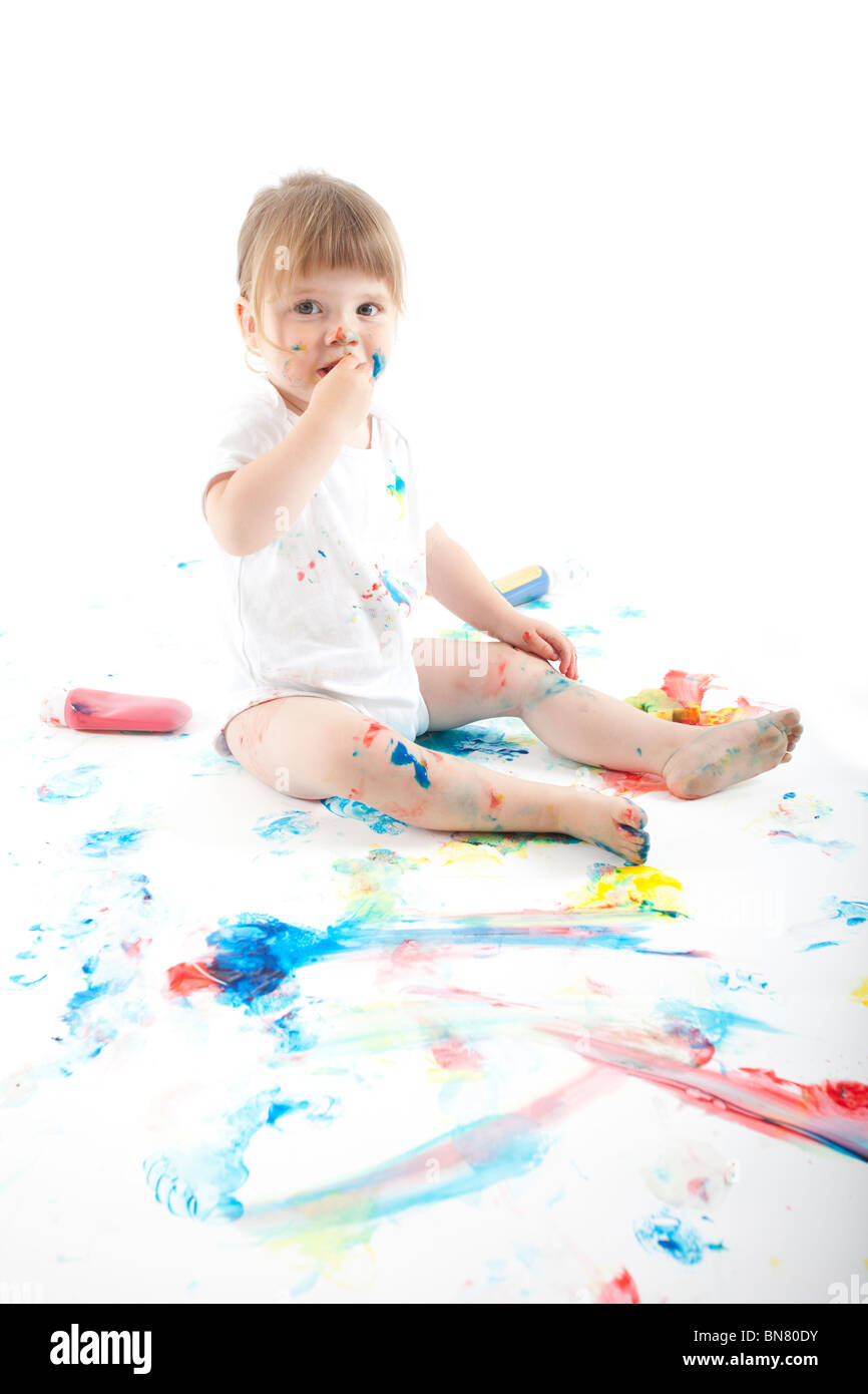 Kids hand covered in paint hi-res stock photography and images - Alamy