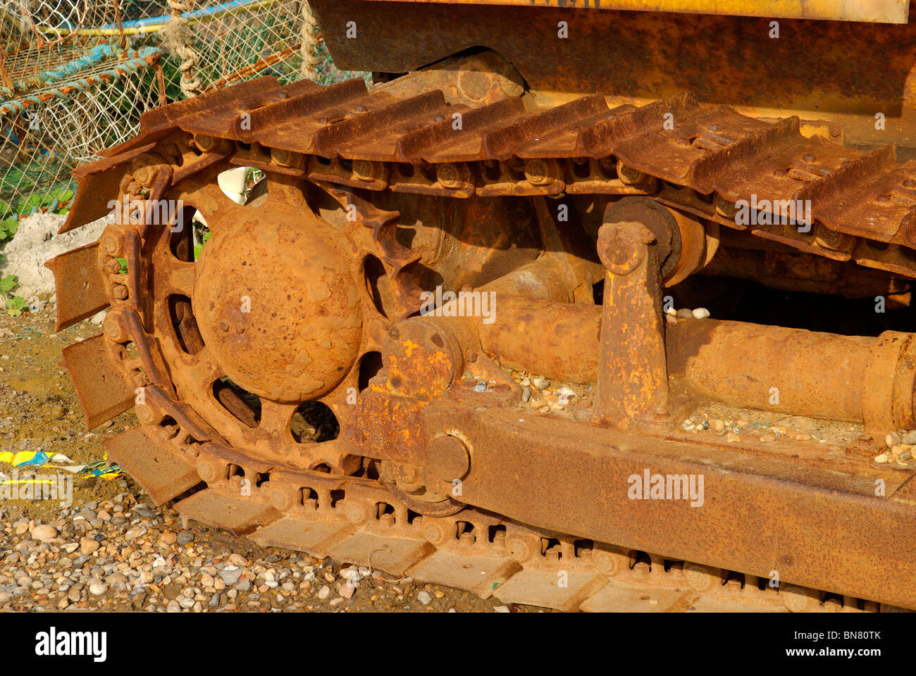 Rusty Caterpiller Tracks on Bulldozer - 2010 Stock Photo