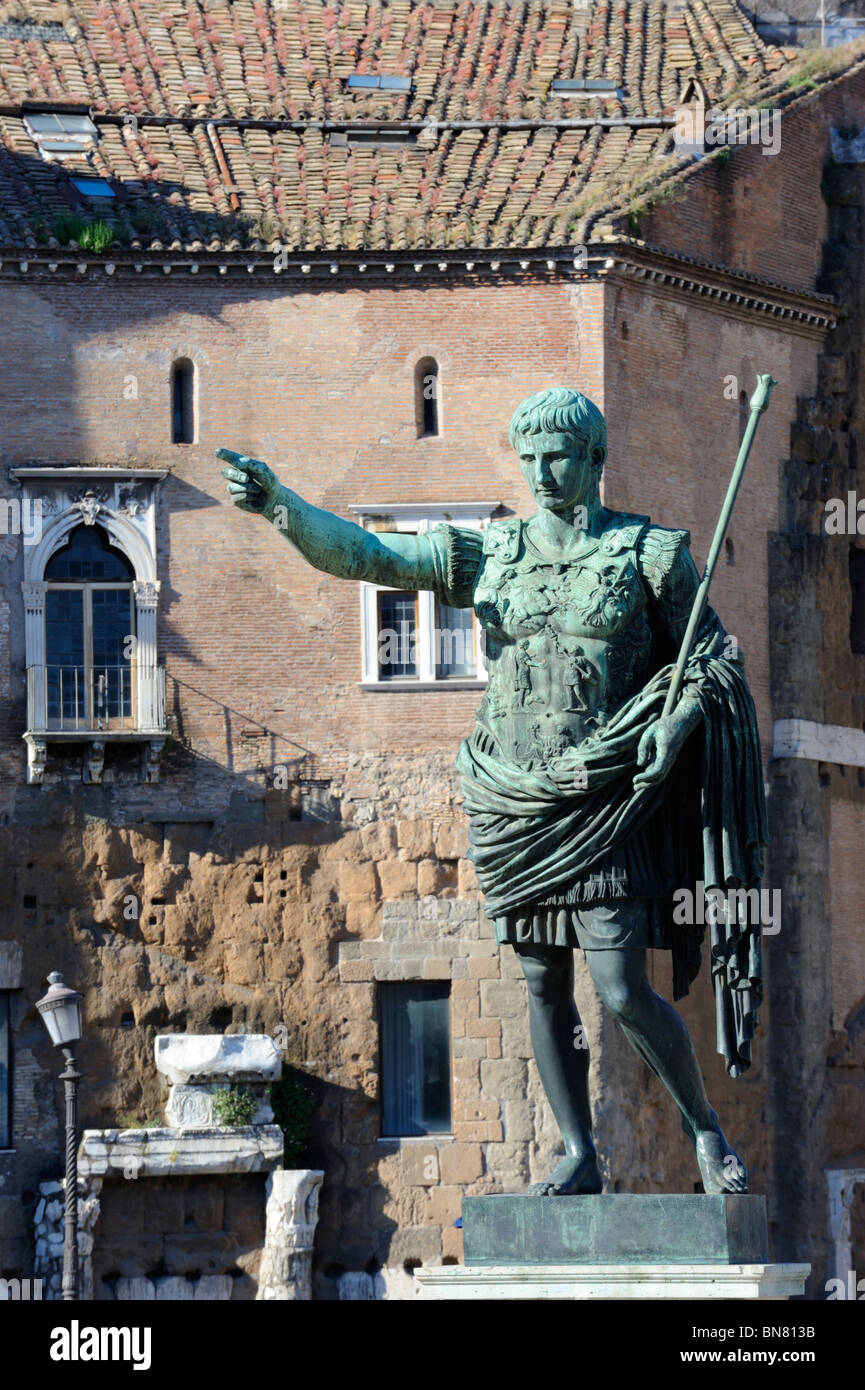 A statue on Via dei Fori Imperiali in Rome, Italy Stock Photo