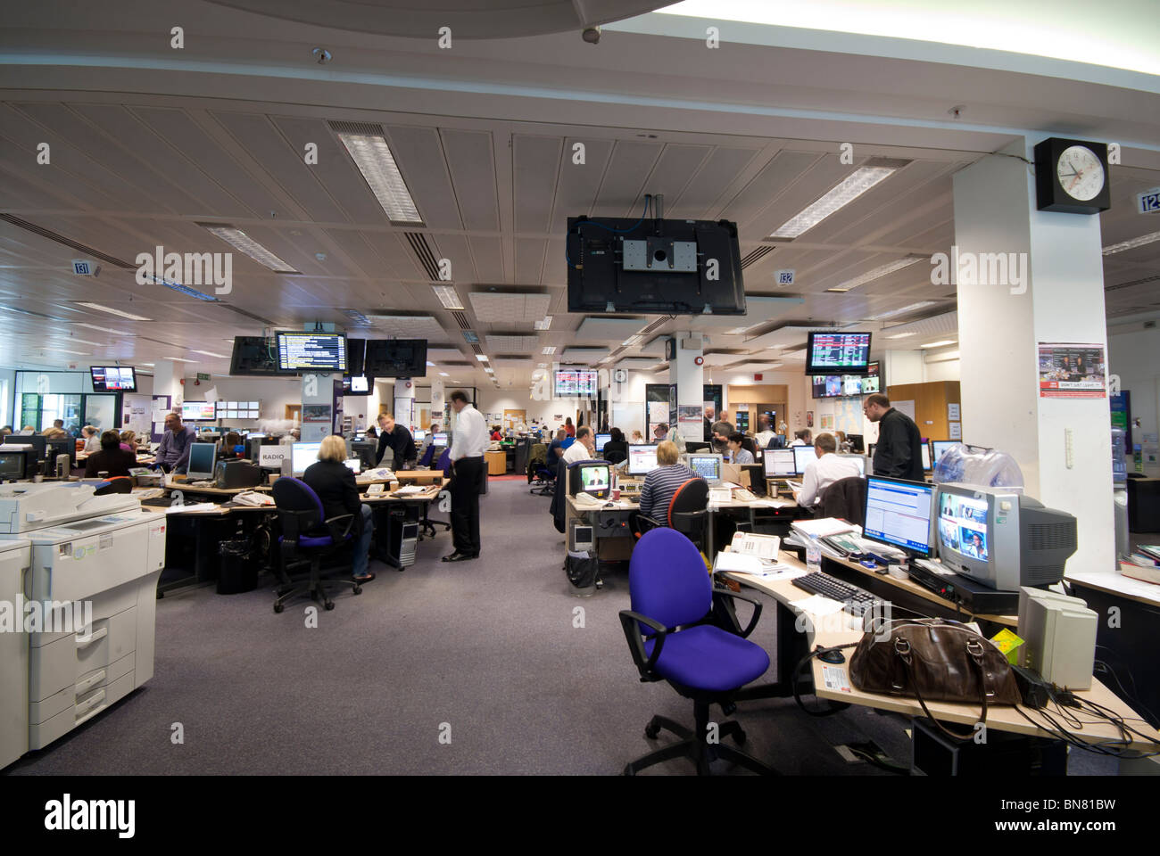 News room at BBC Television Centre Wood Lane, London Stock Photo