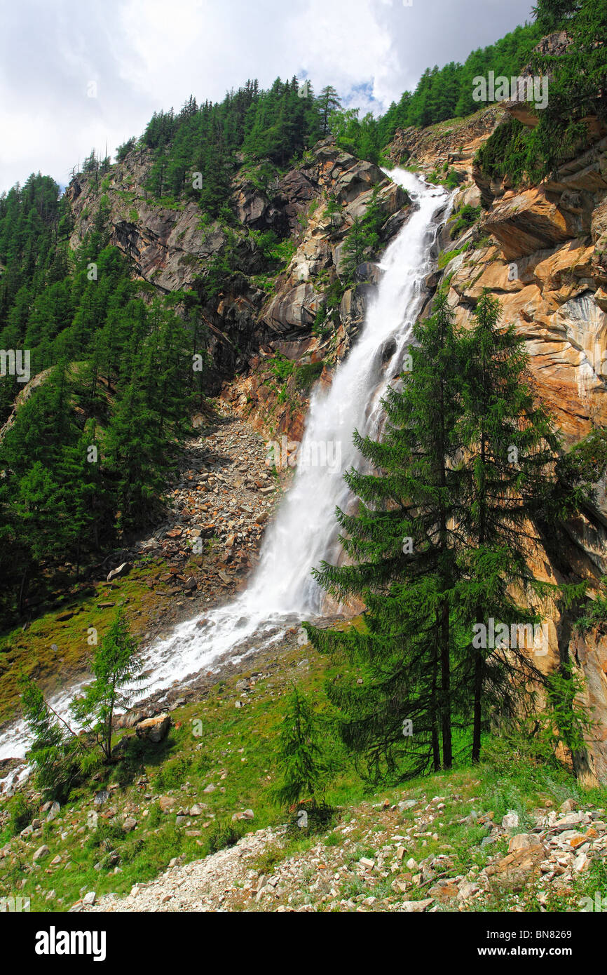 waterfall in italian alps, gran paradiso park Stock Photo