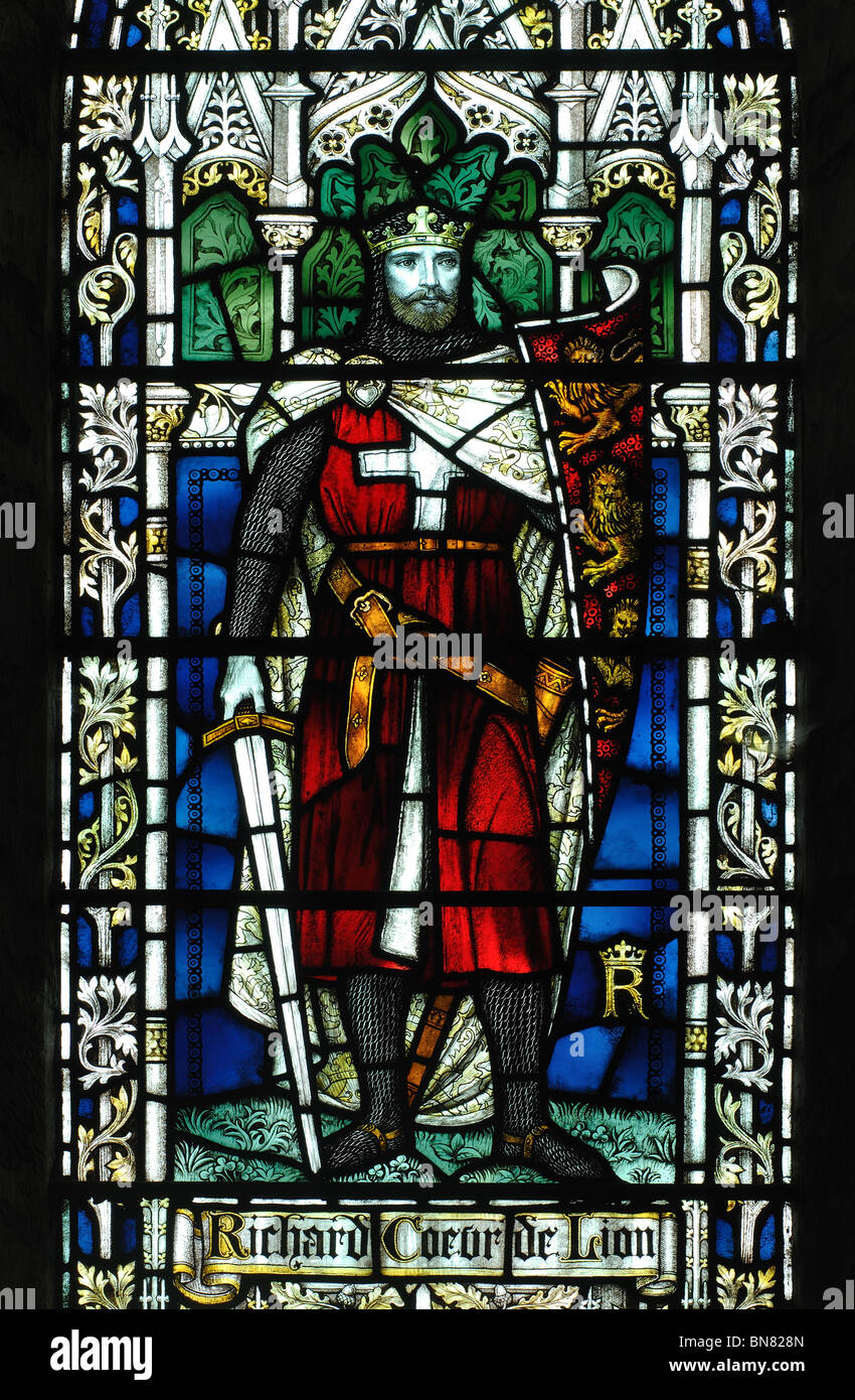Richard the Lionheart stained glass, Abbey Dore, Herefordshire, England, UK Stock Photo