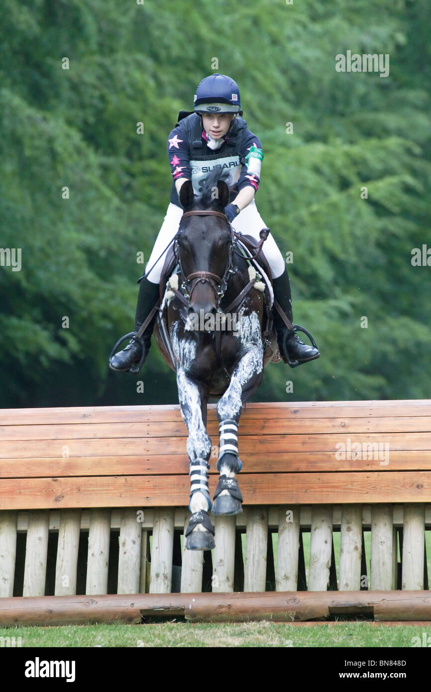 Houghton Horse Trials Rider and horse on Xcountry course Stock Photo