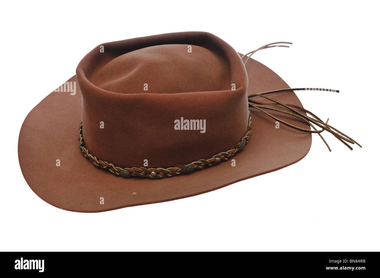Brown cowboy hat isolated on white background. Stock Photo