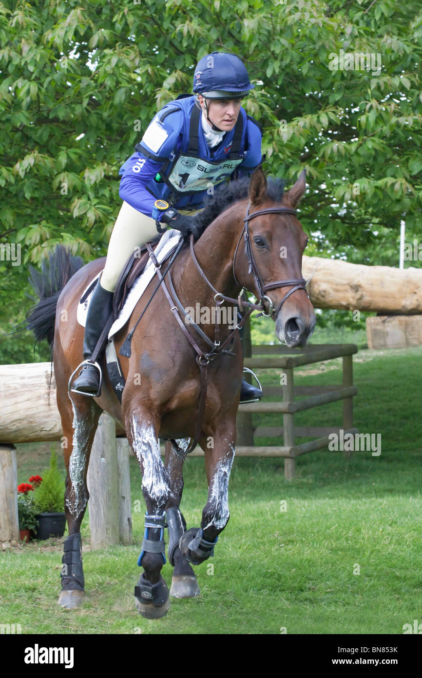 Houghton Horse Trials Rider and horse on Xcountry course Stock Photo