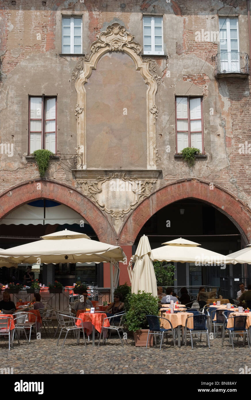 bars in Piazza della Vittoria - Pavia - Italy Stock Photo