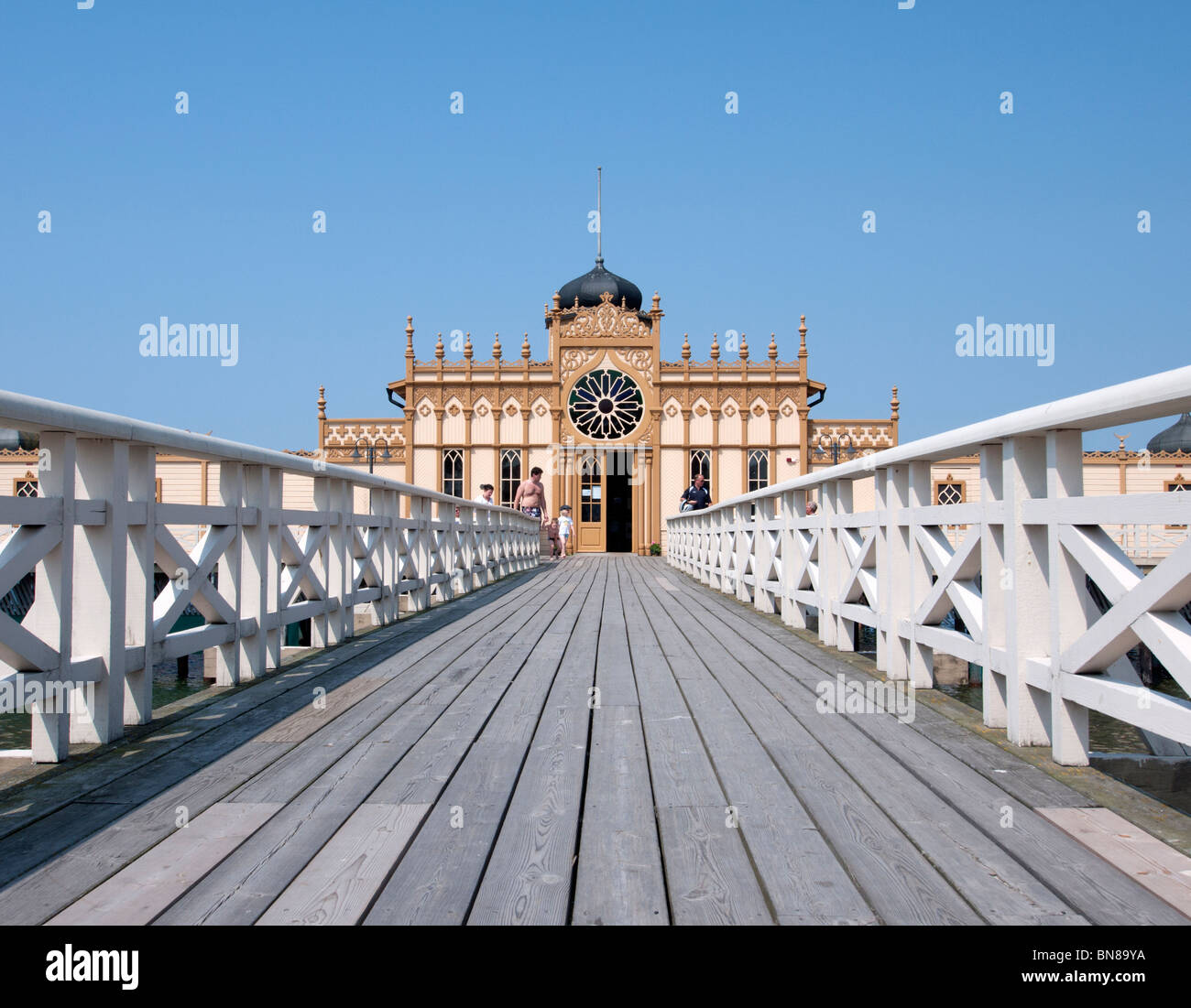 The historic pier swimming pool or Kallbadhuset in Varberg in Halland Sweden Stock Photo