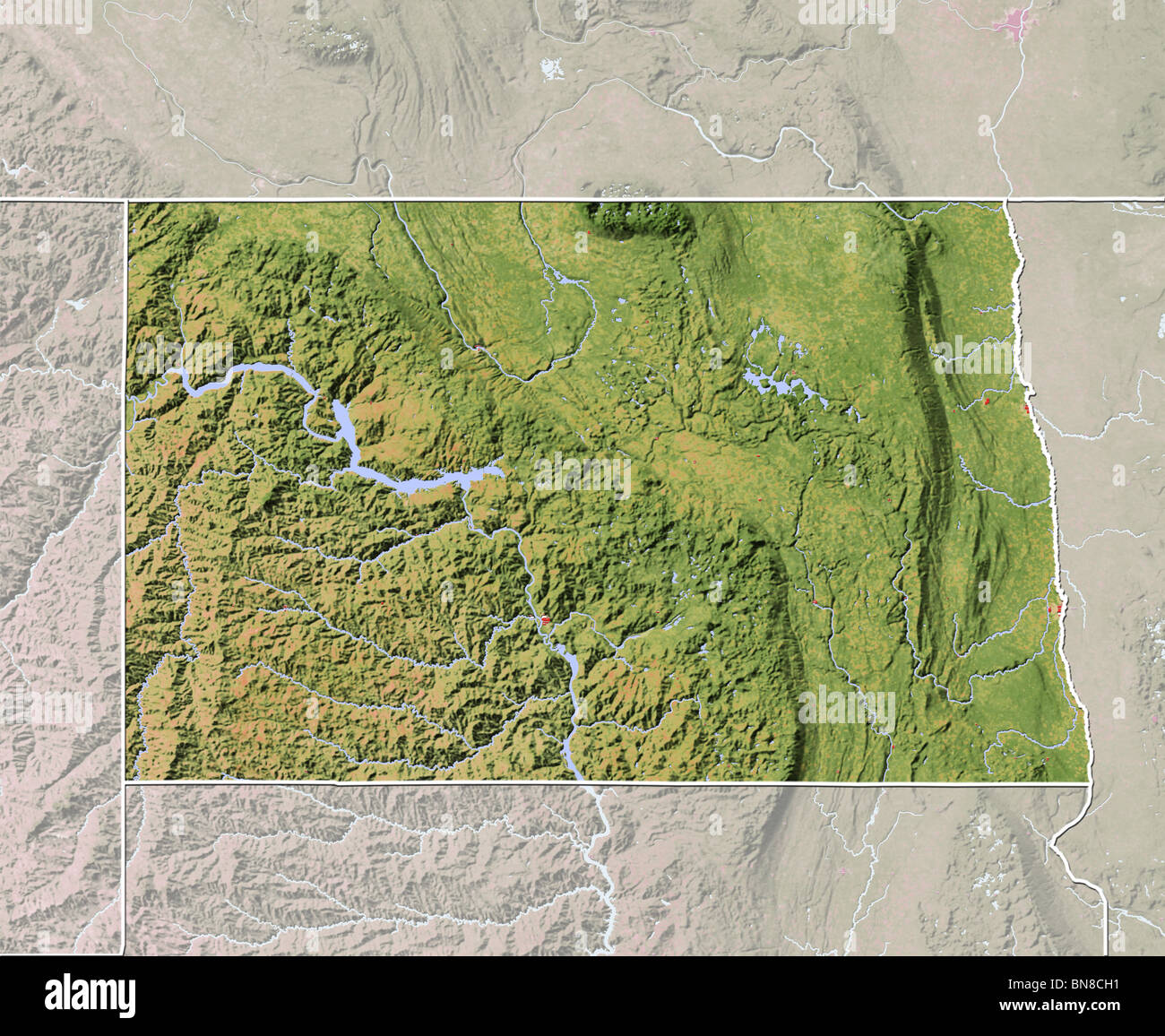 North Dakota Shaded Relief Map Stock Photo 30303645 Alamy