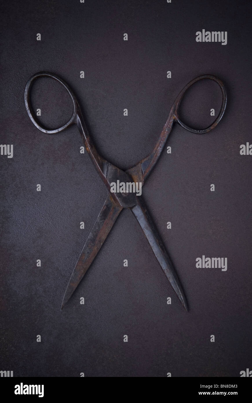 Open rusty barber's pair of scissors Stock Photo Alamy