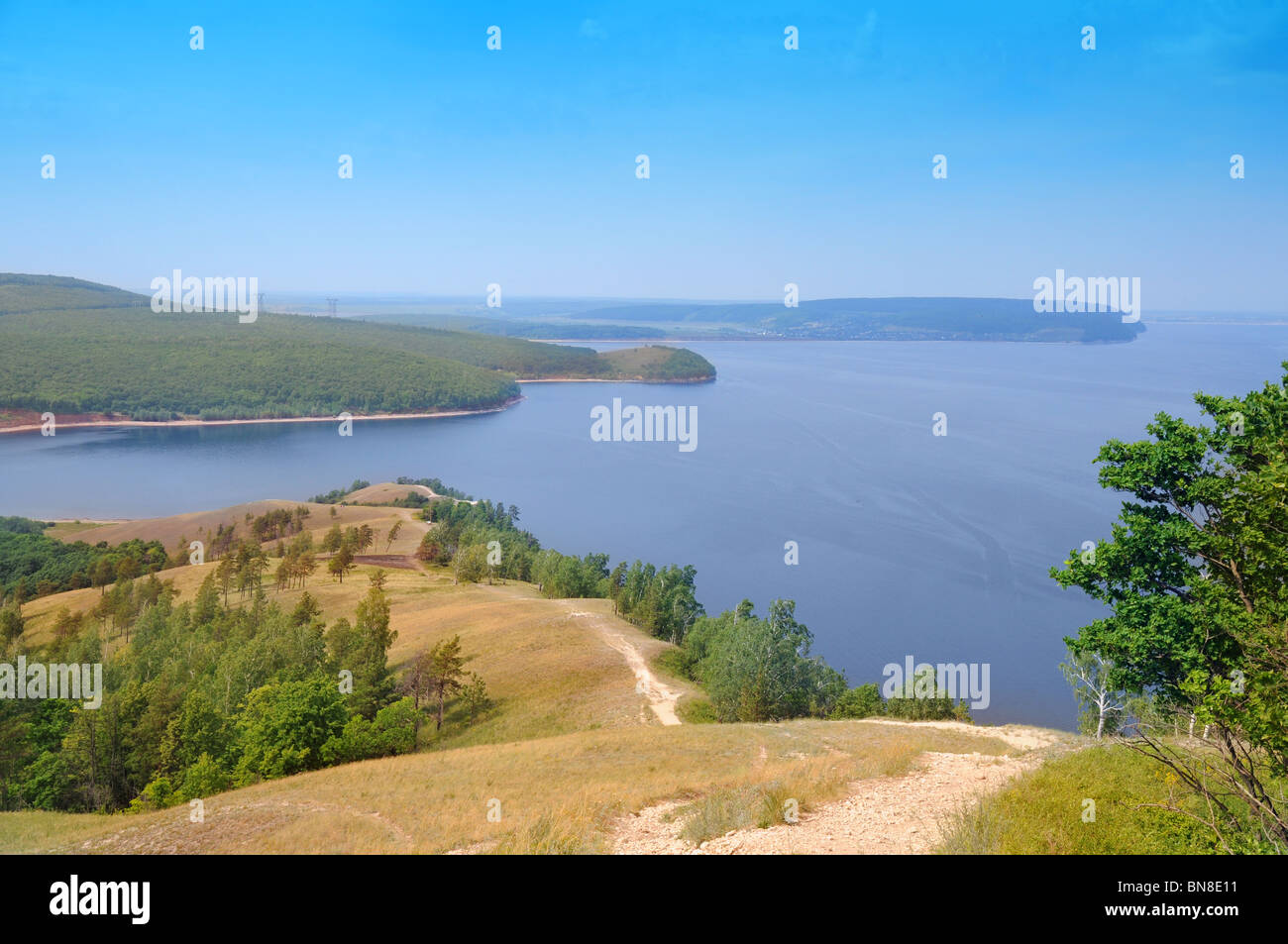 Beautiful scenery of Volga river in Russian National park Samarskaya Luka. Russian nature landscape Stock Photo