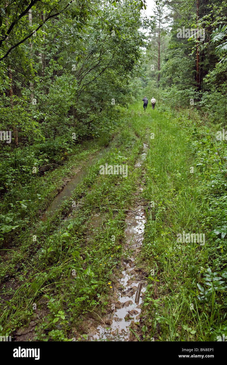 Muddy way in the countryside of Kuprava Latgale Latvia Stock Photo
