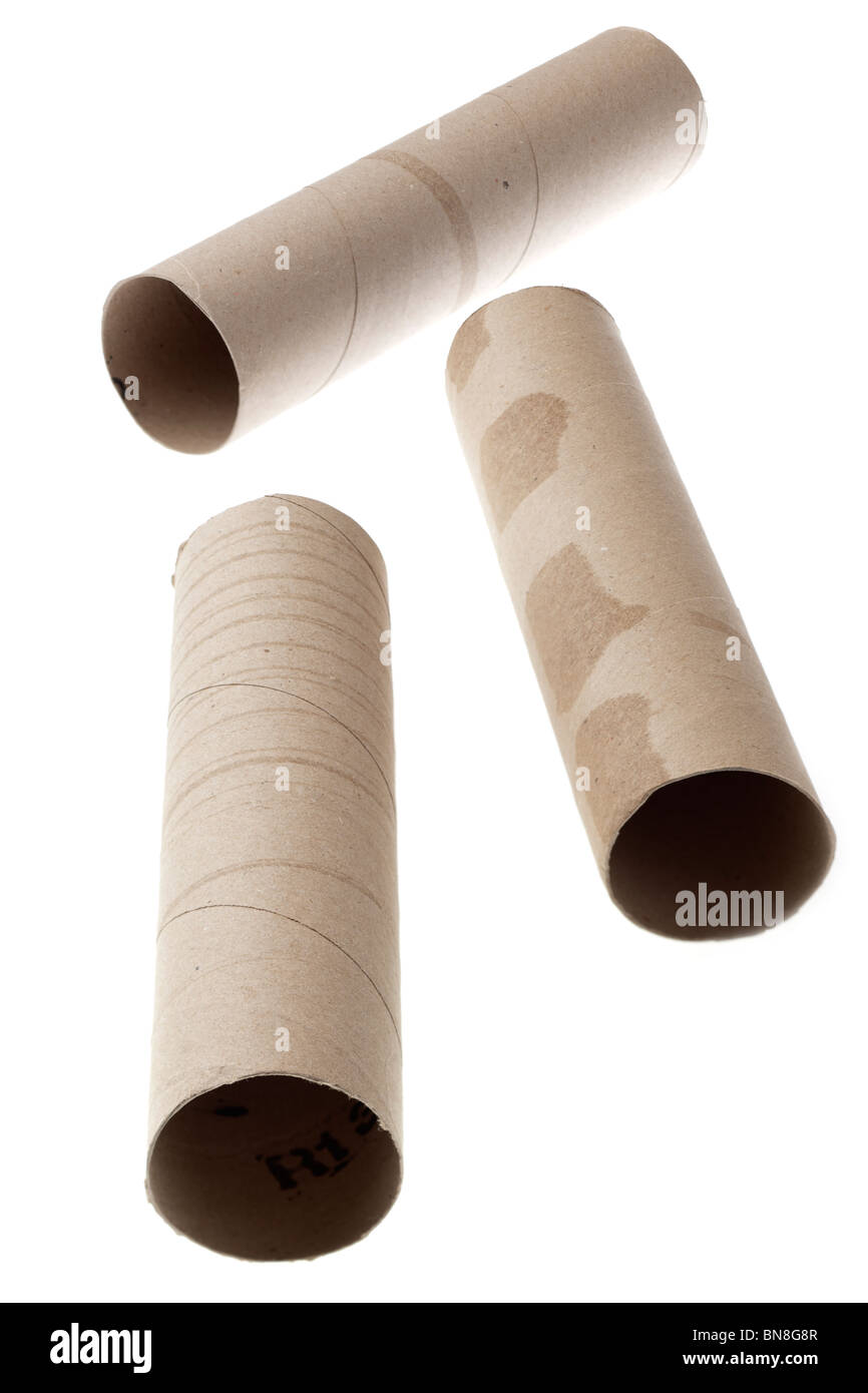 Three old paper roll cardboard tubes Stock Photo Alamy