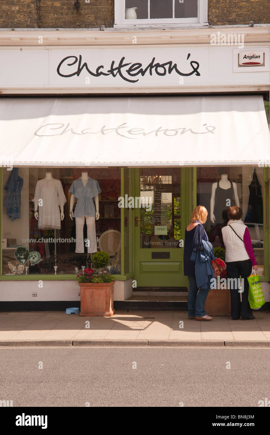 The Chatterton's clothes shop store at Southwold , Suffolk , England