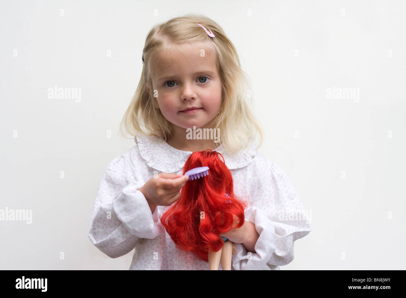 brushing doll hair