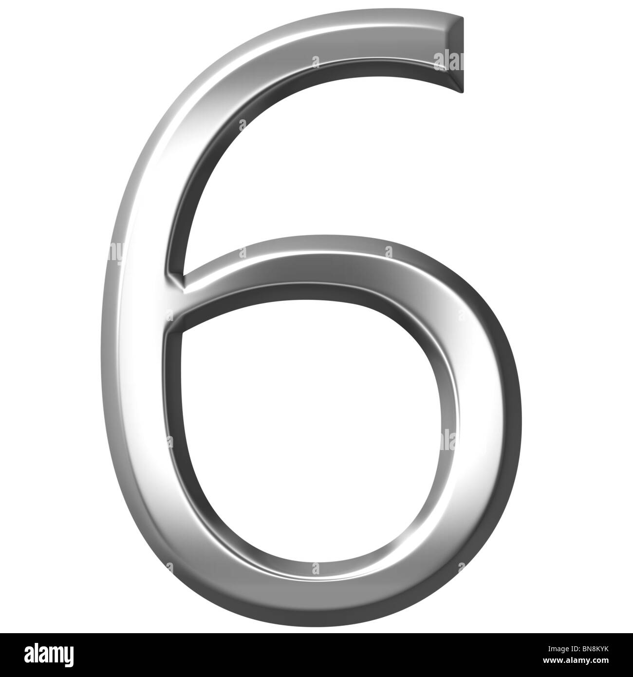 3d silver number 6 Stock Photo