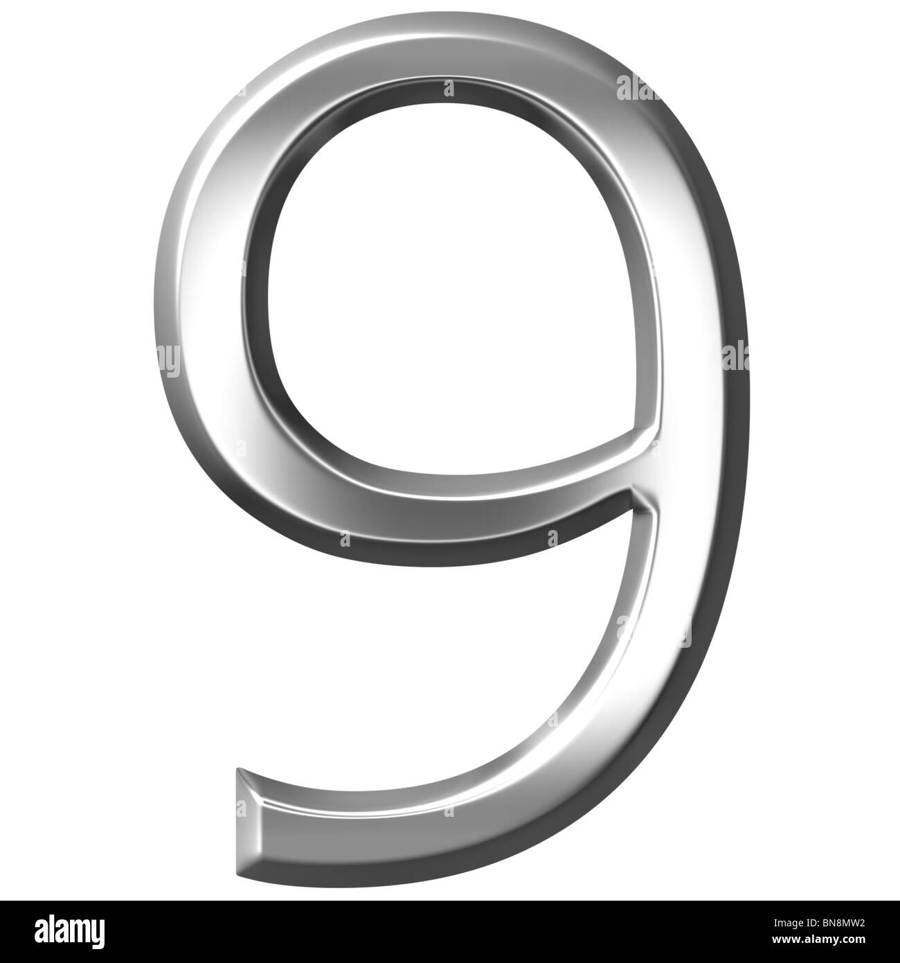 3d silver number 9 Stock Photo