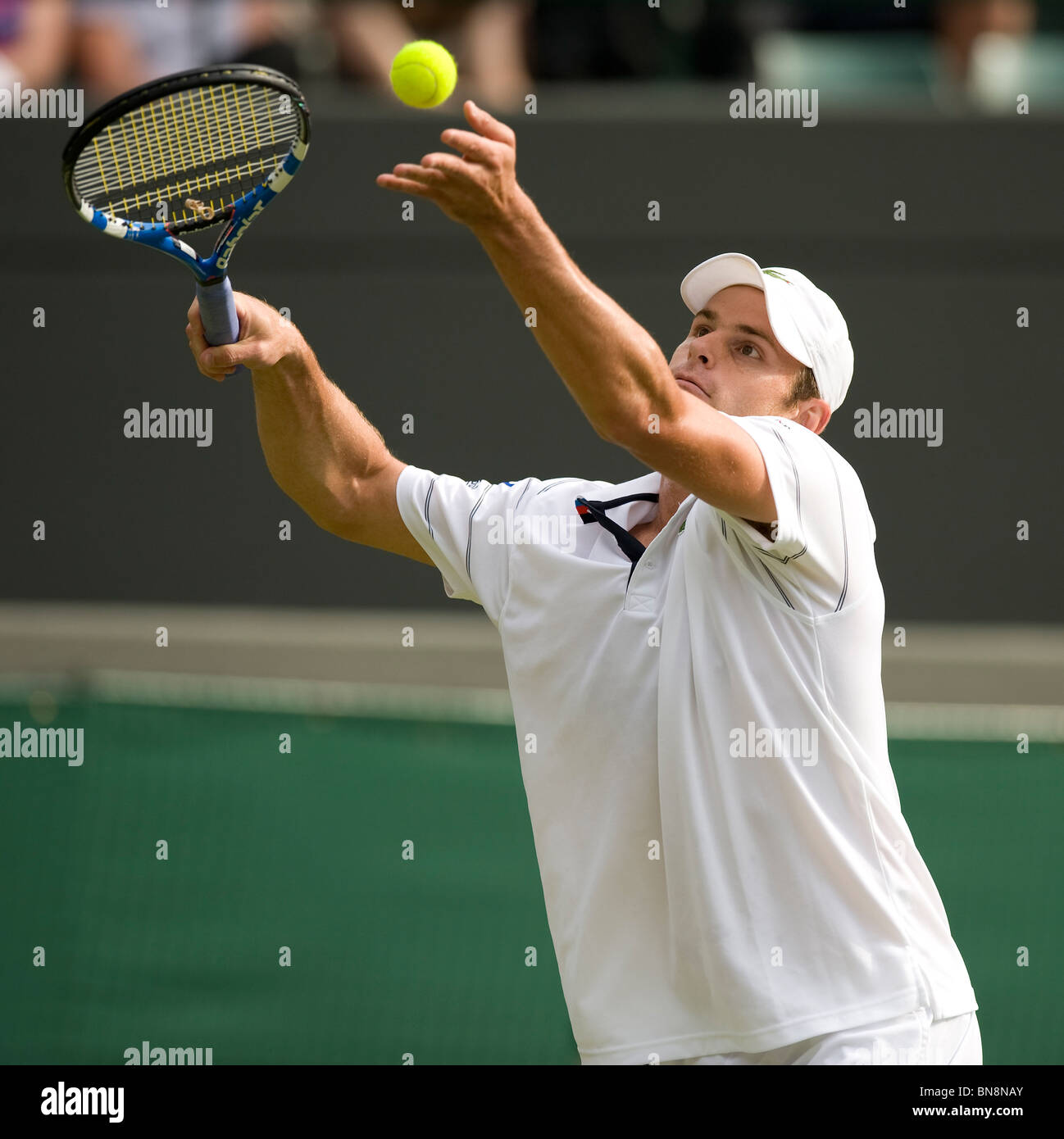 Andy Roddick (USA) in action during the Wimbledon Tennis Championships ...