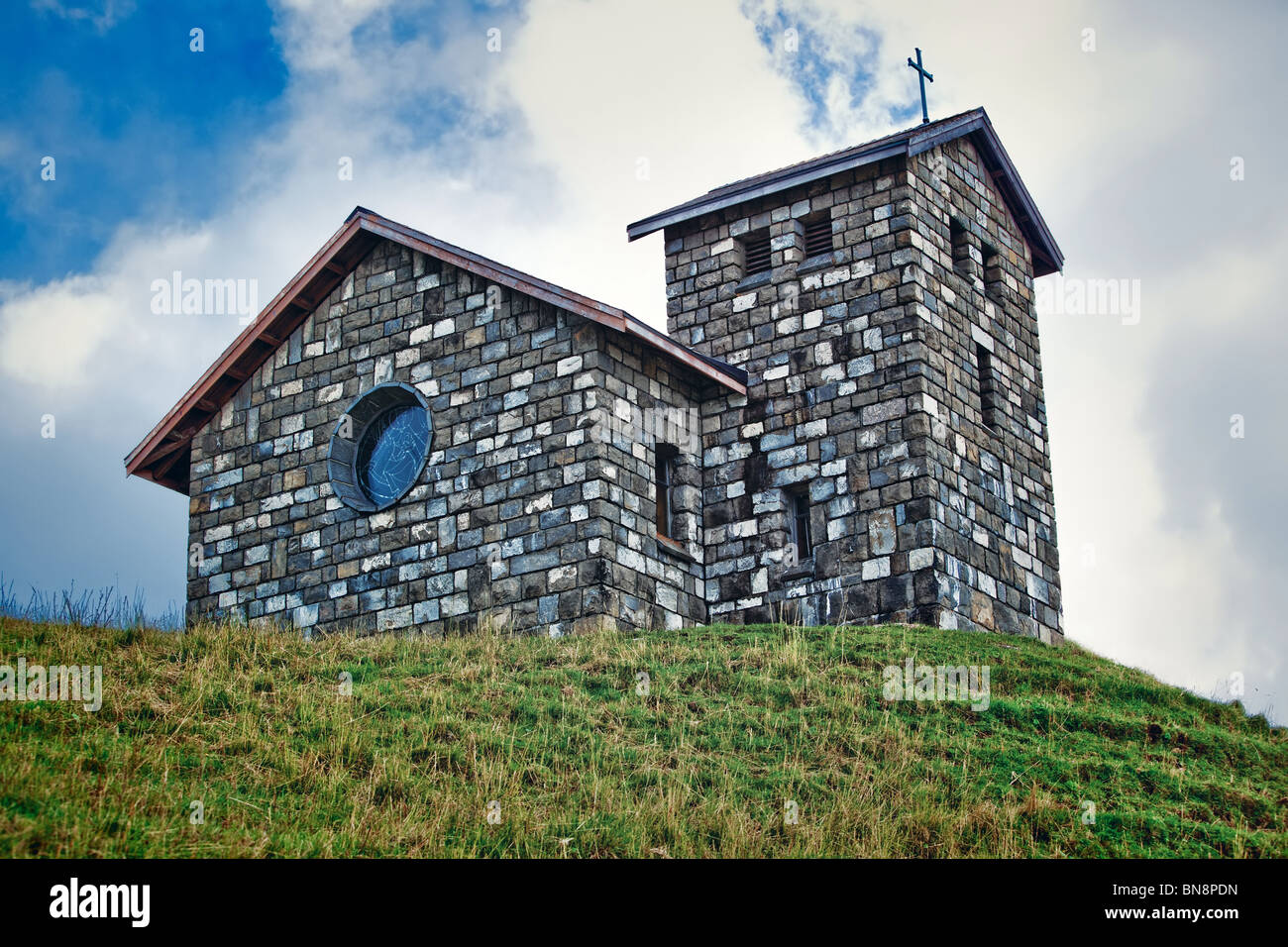 Church on top of Rigi mountain in Switzerland. Stock Photo
