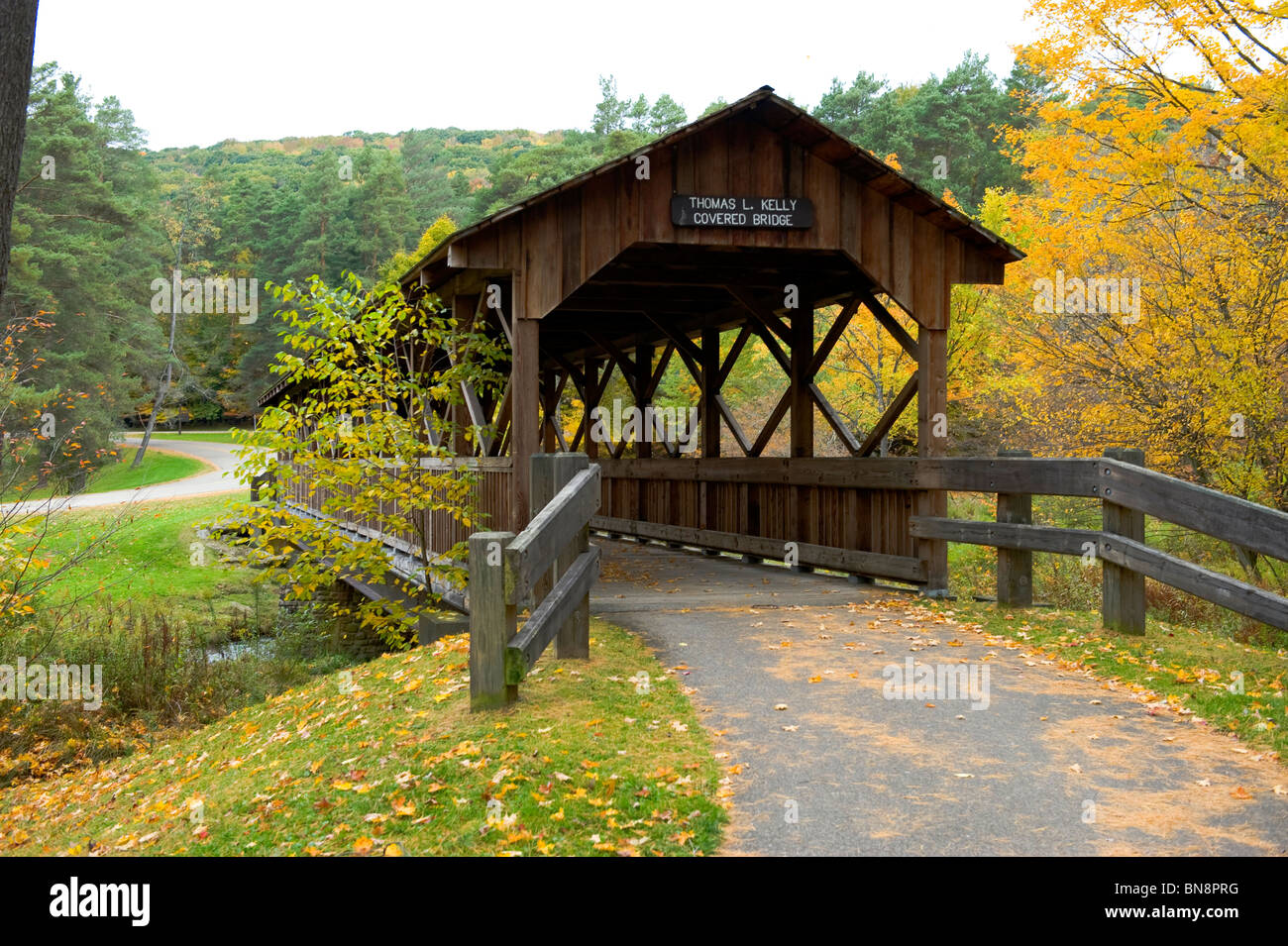 Thomas Kelly Covered Bridge Allegany State Park New York Stock Photo