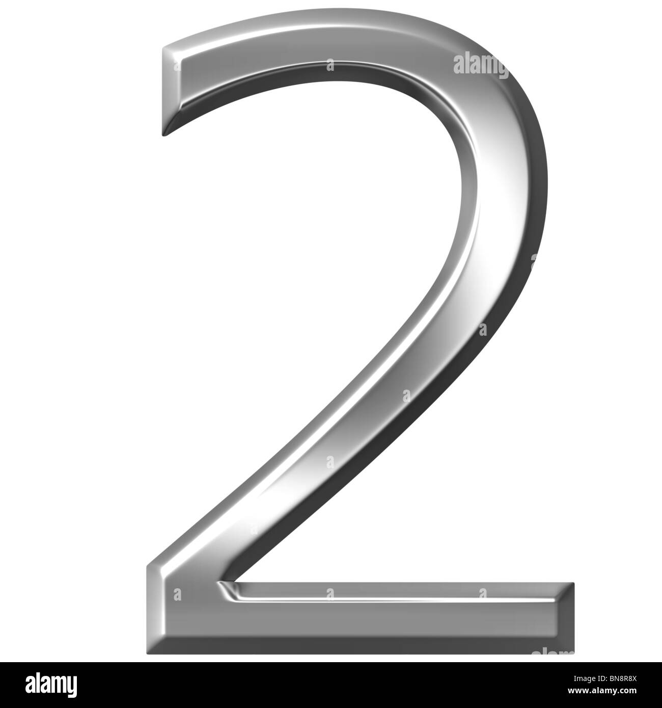 3d silver number 2 Stock Photo