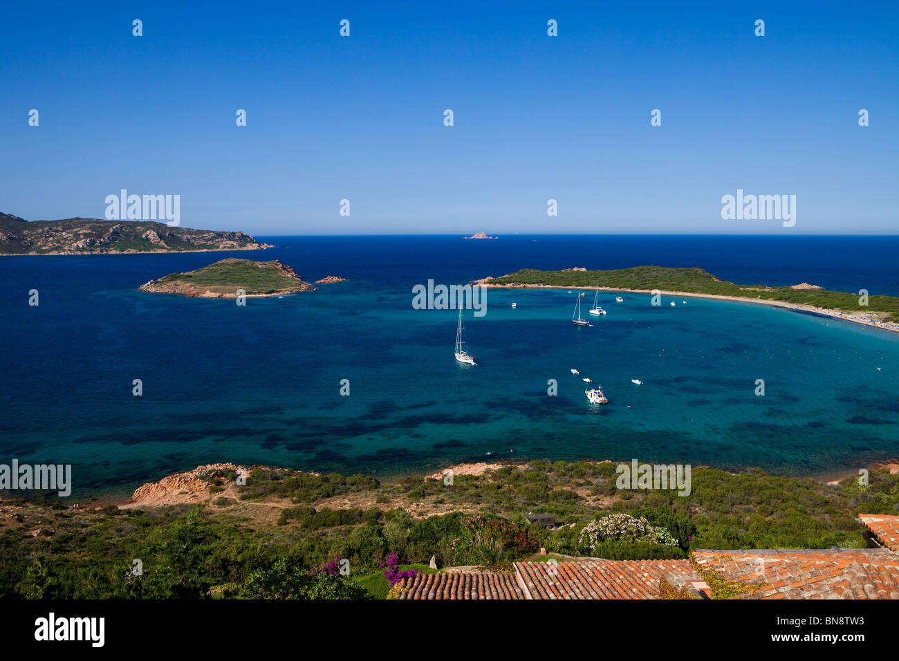 Sailing boats at Capo Coda Cavallo, Sardinia Stock Photo