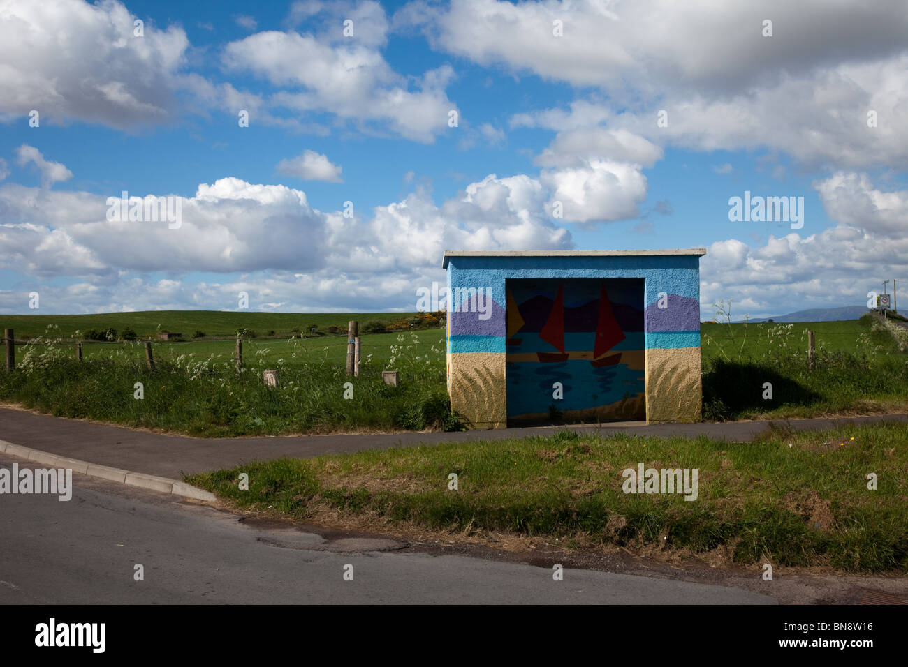 Painted Decorated Concrete Bus Stop, bus shelters, waiting shelters, or