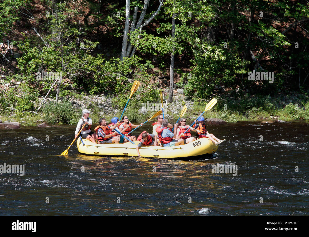 Whitewater rafting the Hudson River at North Creek New York Stock Photo