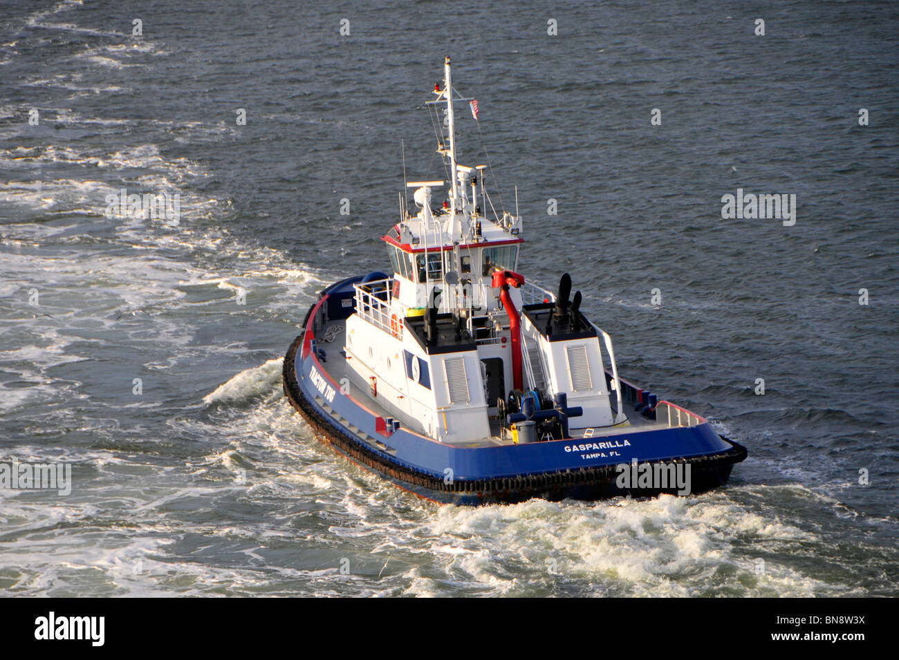 Tugboat in Tampa Bay Florida waterway harbor channel Stock Photo