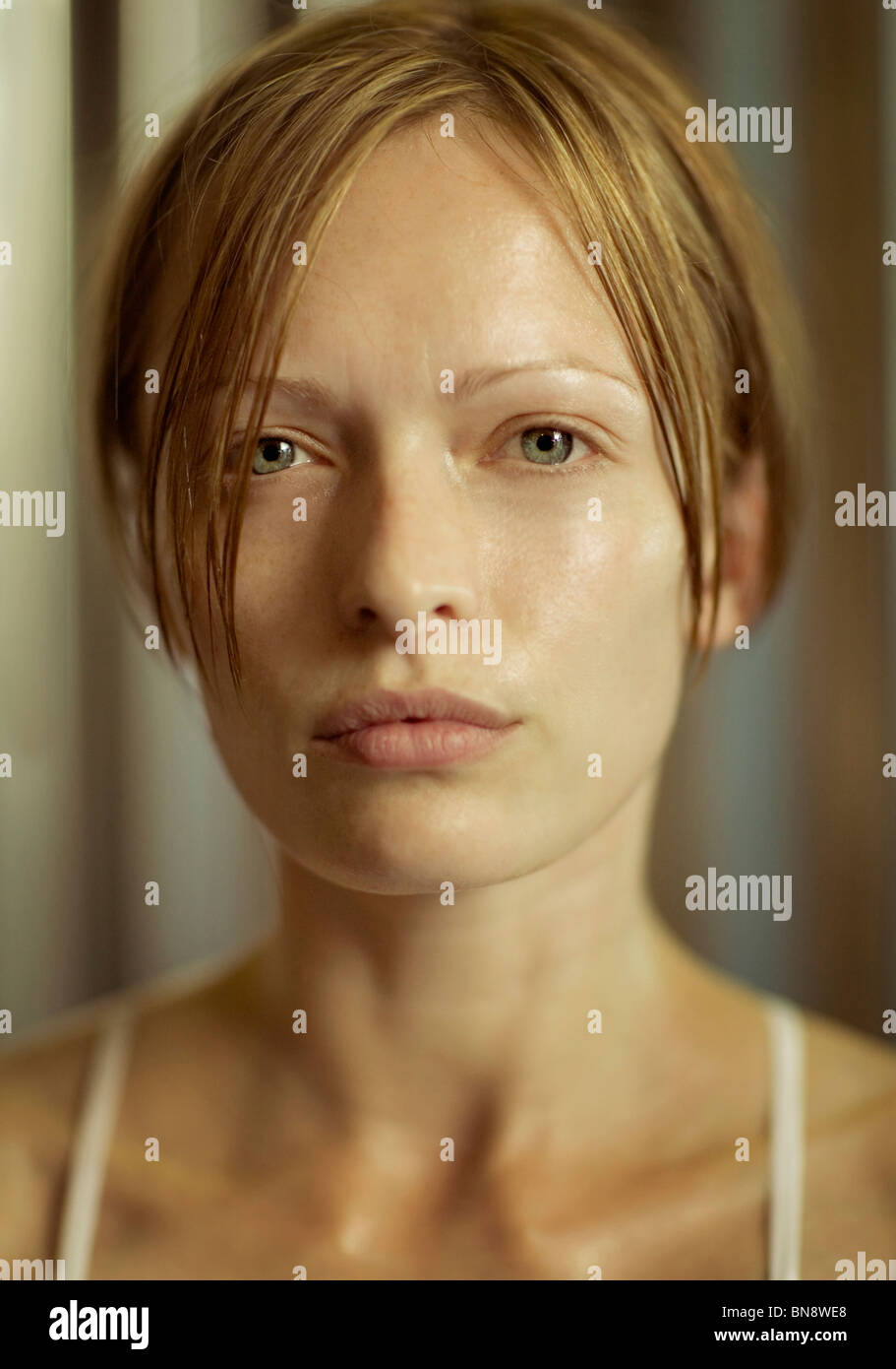 Serious blonde woman Stock Photo