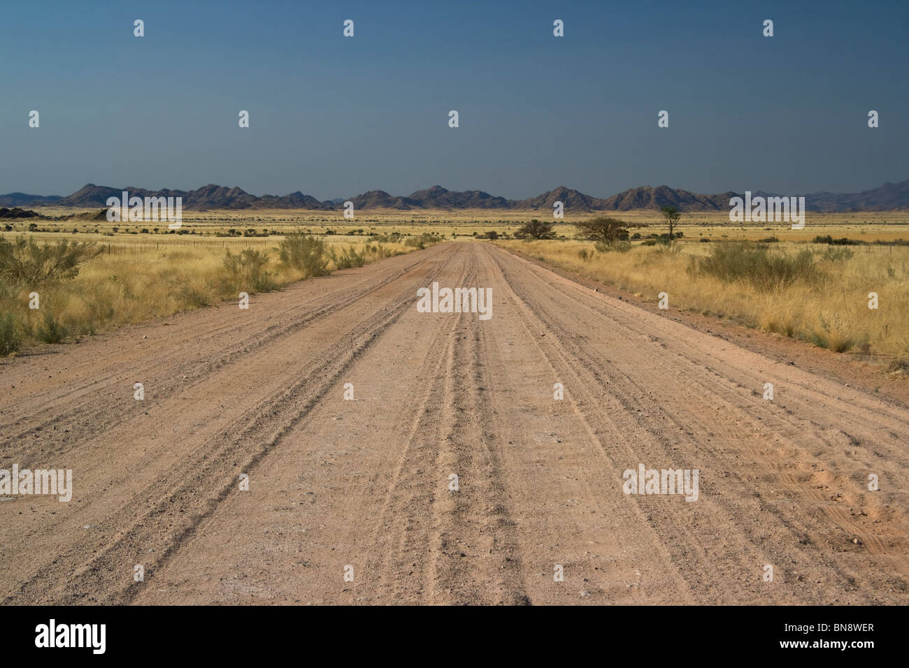 gravel road in Namibia Stock Photo