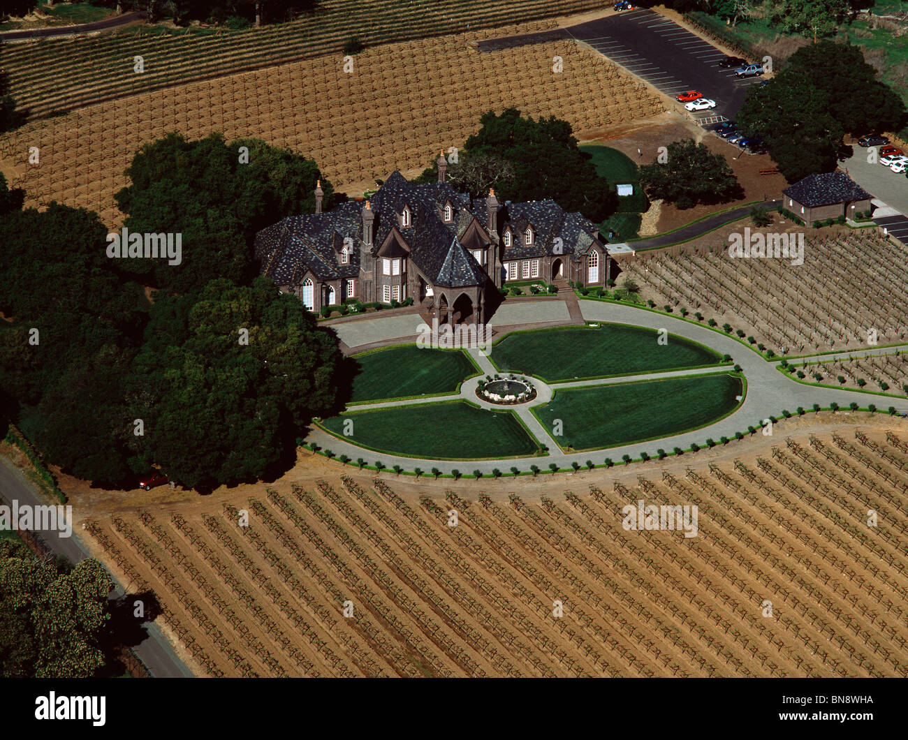 aerial view above Ledson winery vineyards Kenwood Sonoma county California Stock Photo Alamy
