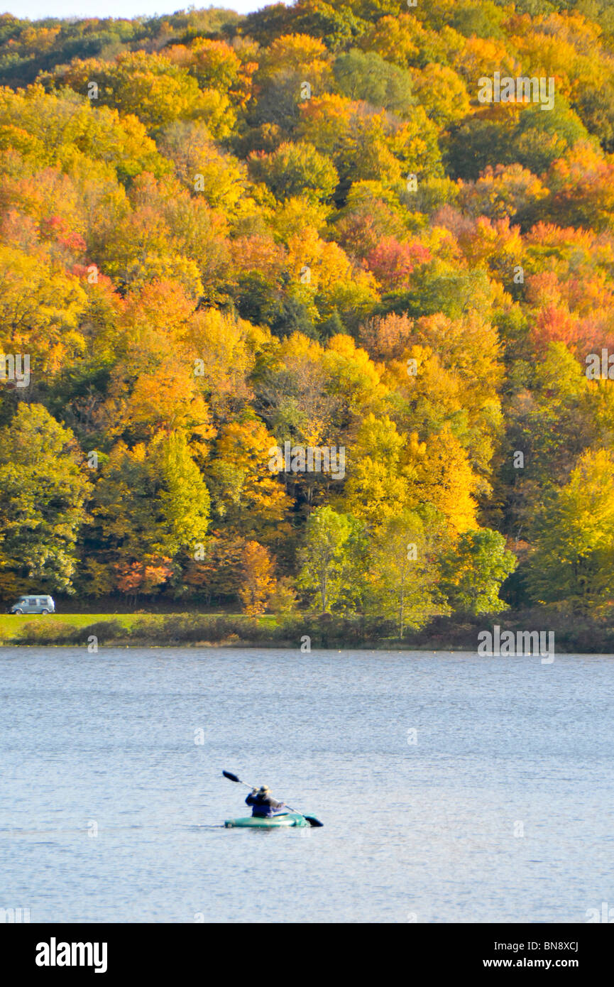 Canoe on Red House Lake Allegany State Park New York Stock Photo