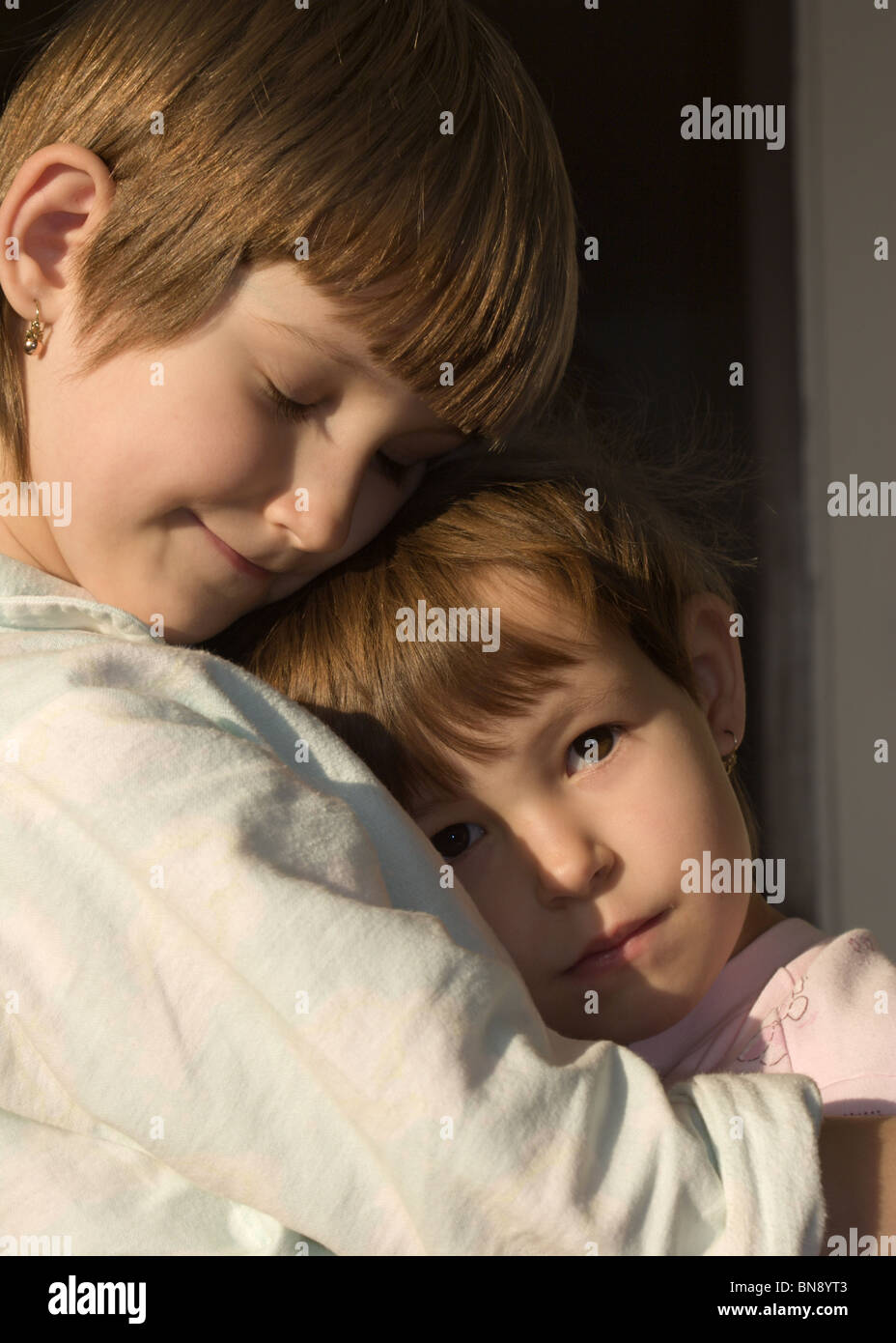 love of little sisters Stock Photo