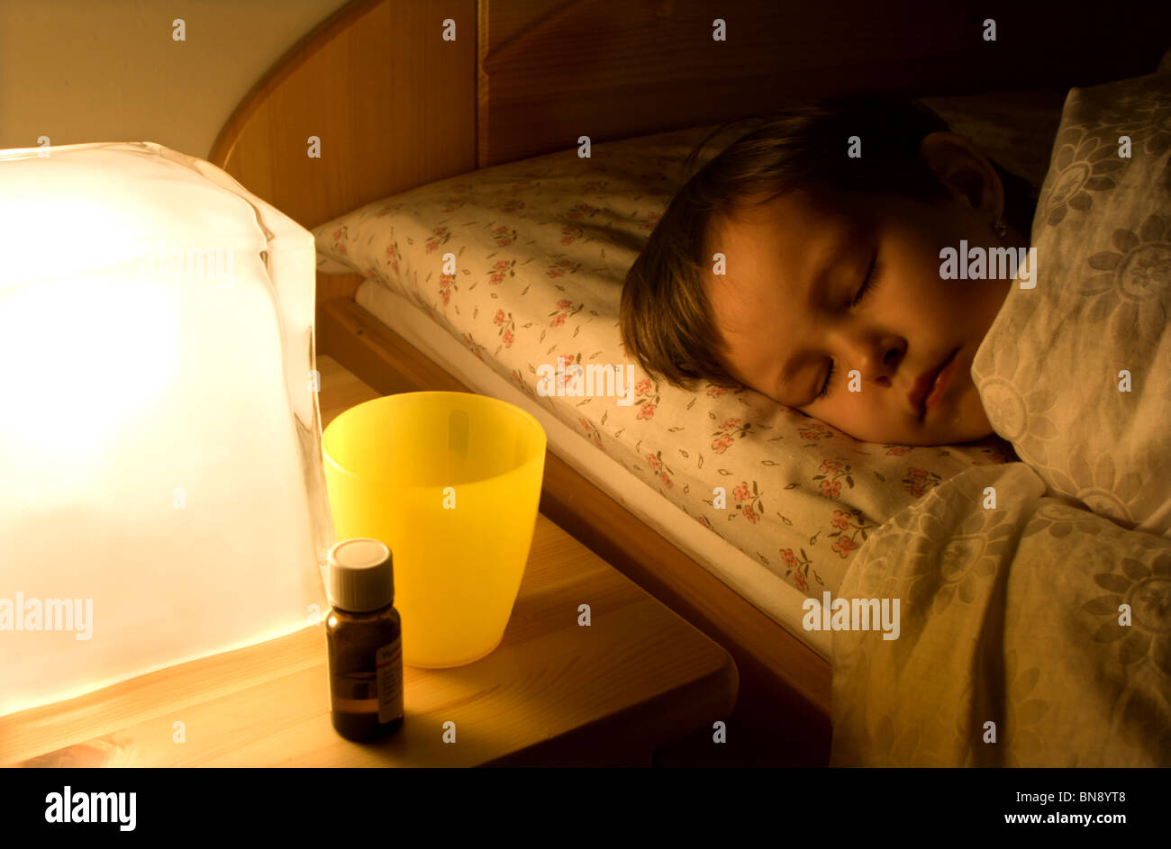 little girl in the influenza Stock Photo