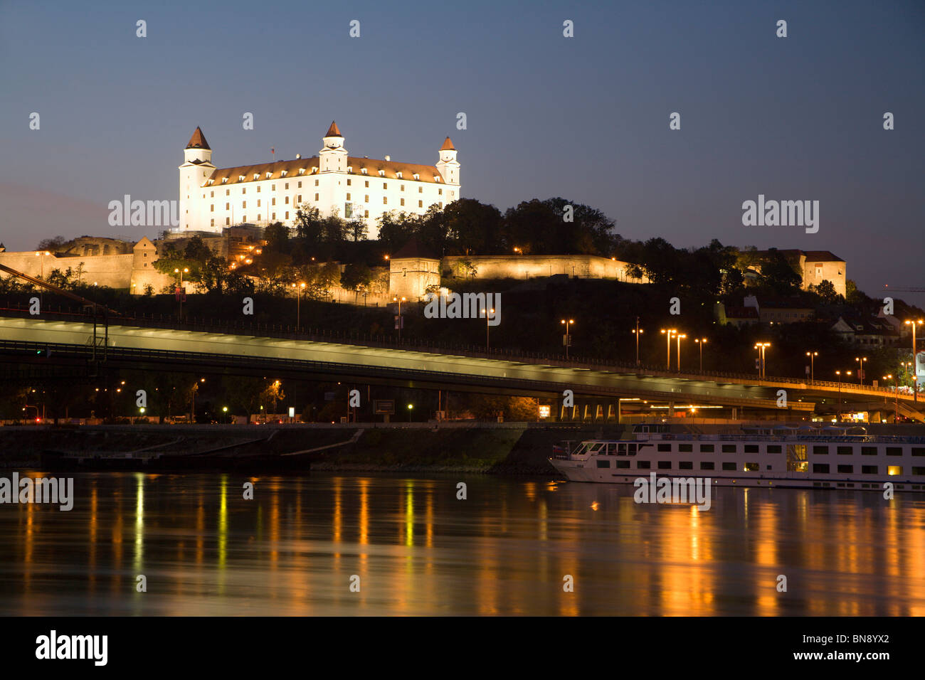bratislava - castle and Danube Stock Photo