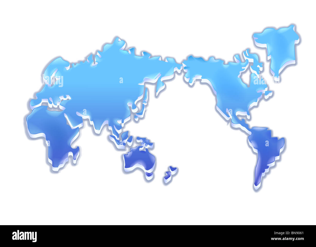 Continents and oceans map Cut Out Stock Images & Pictures - Alamy