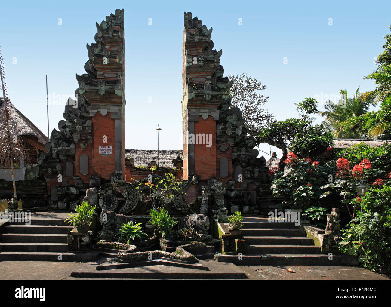 Split gateway, or Candi Bentar to Pura Penataran Sasih Temple in Pejeng village, near Ubud, Bali. Indonesia Stock Photo