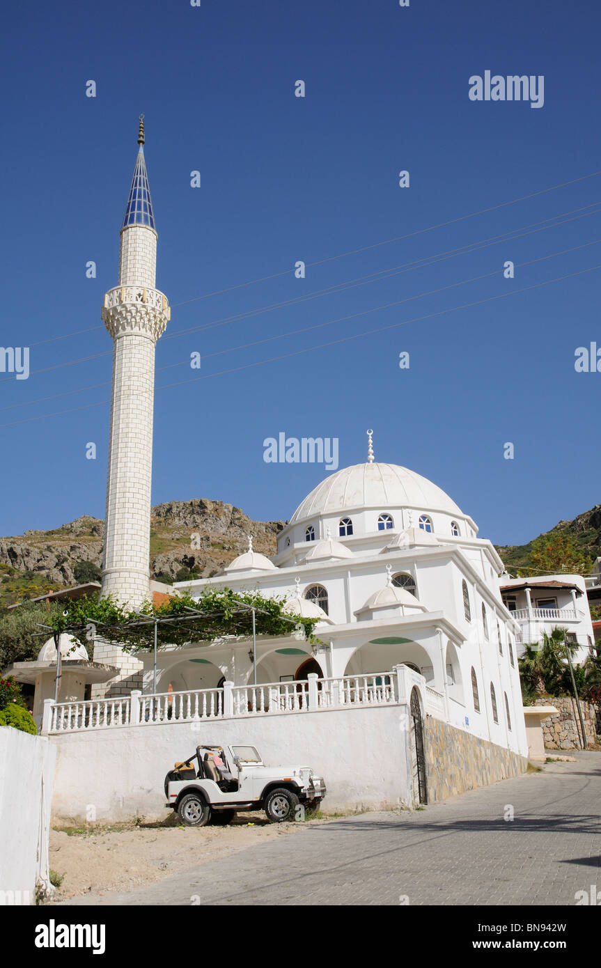 Turkish Mosque in the coastal resort of Turgutries Turkey Stock Photo
