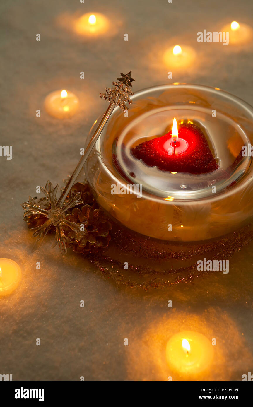 Heart shaped floating candle Stock Photo Alamy