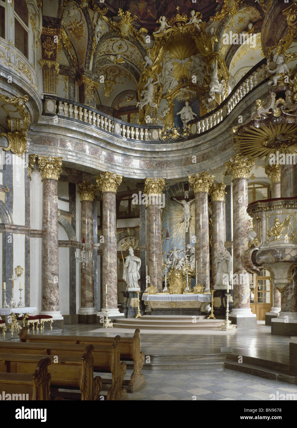 Wurzburg Hofkappelle, the chapel of the Wurzburg Residenz, by Balthasar Neumann, 1732-44. German Baroque Stock Photo