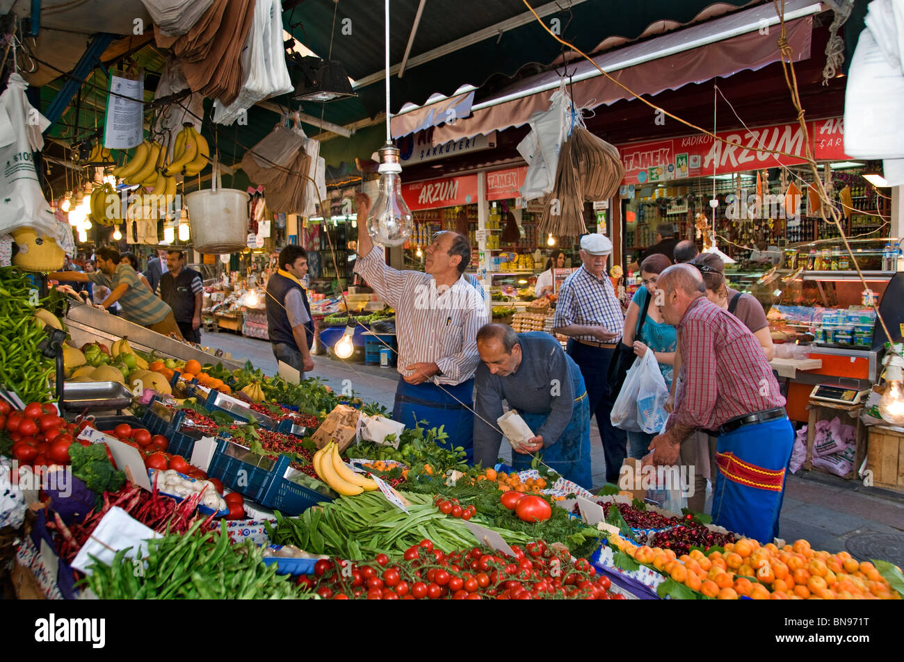 Istanbul Turkey City Kadadikoy Market Greengrocer Stock Photo